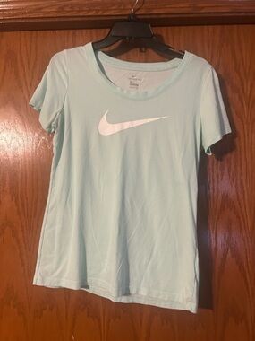 Nike Women's Mint Crew Neck Short Sleeve Tee with White Swoosh